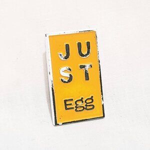 J U S T Egg Just Lapel Pin 1" Yellow White Wizard Pins